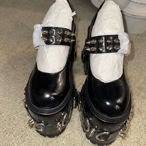 Dolls Kill Black Spiked Platform Shoes